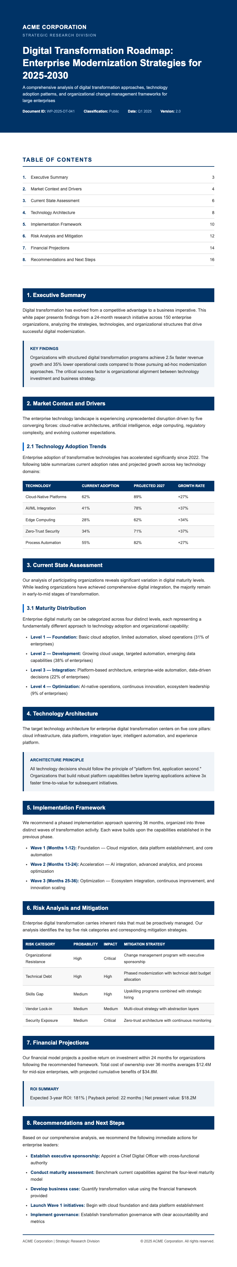 Corporate standard white paper